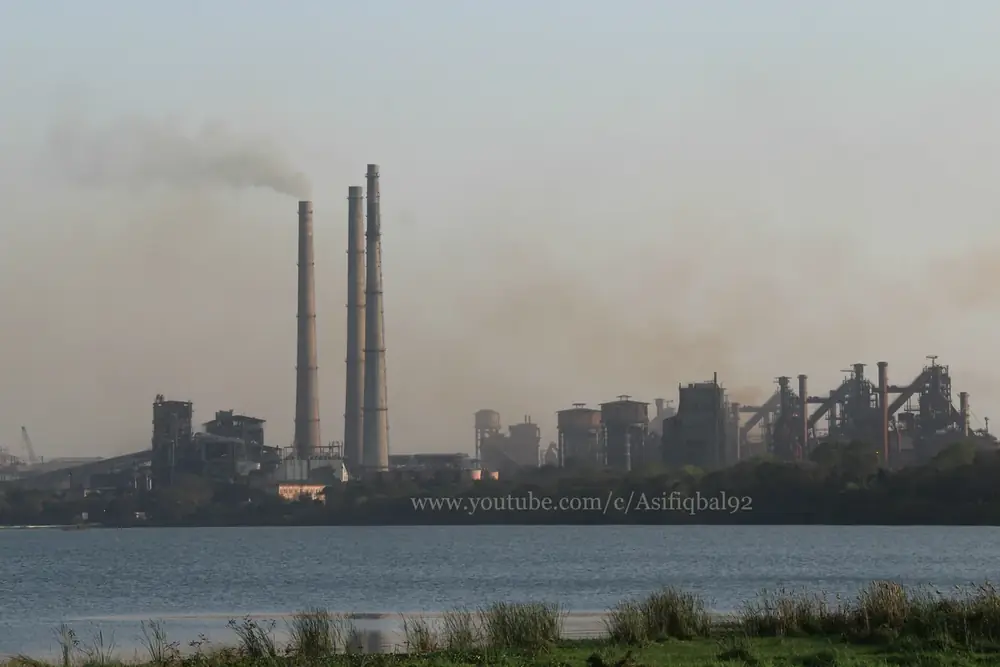Industrial heavy foundations and structural piping at a steel plant