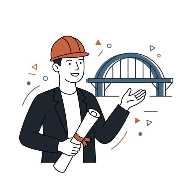 Civil engineering and infrastructure overview illustration
